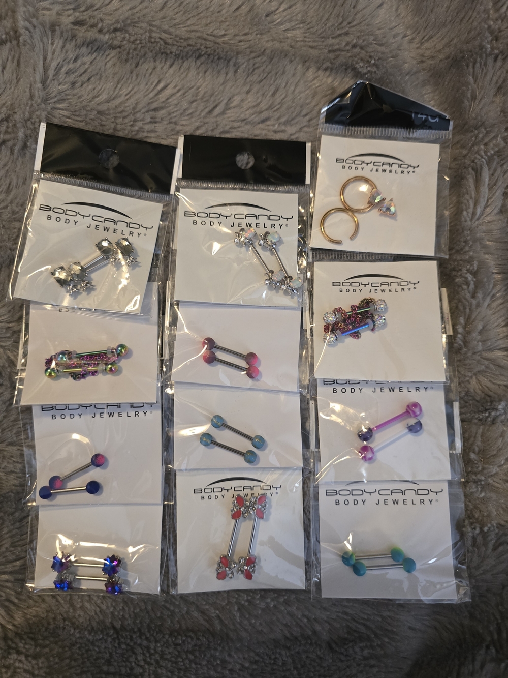 14G Nipple Barbell/Ring Bundle Of 12